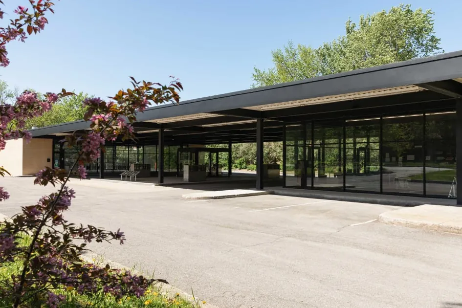 The former Mies van der Rohe gas station on Nuns’ Island, now La Station